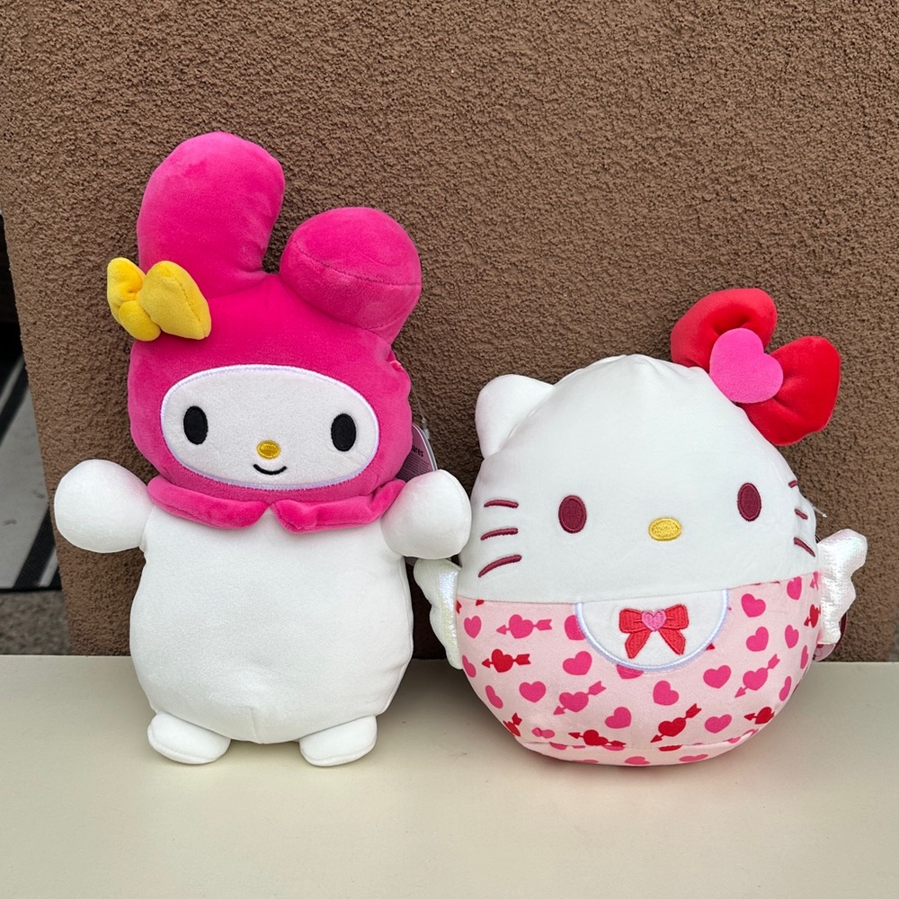 Squishmallows Hello Kitty 2025, My Melody 2024 Pink and White Plush Toys